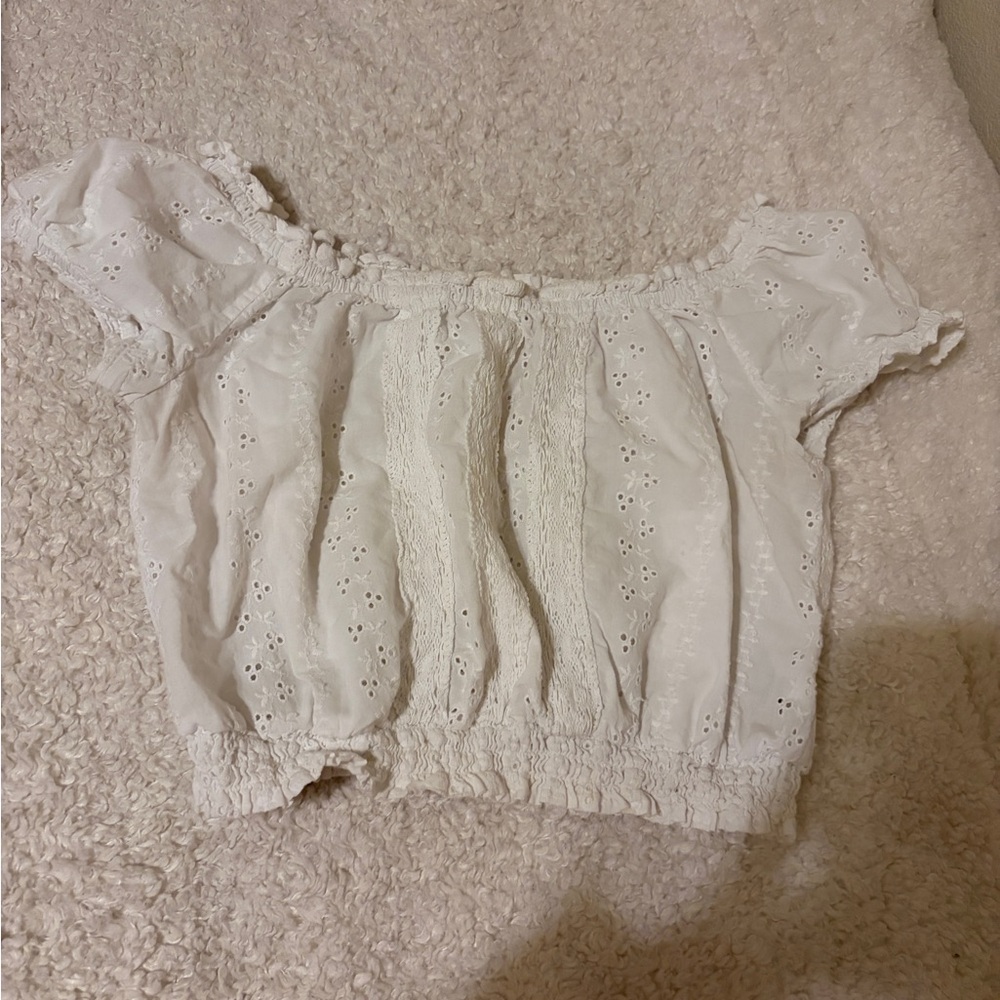 Aeropostale White Eyelet Off-Shoulder Blouse